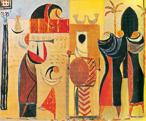 تصویر 1، "نوازندگان" اثر جواد سلیم دهۀ 1950